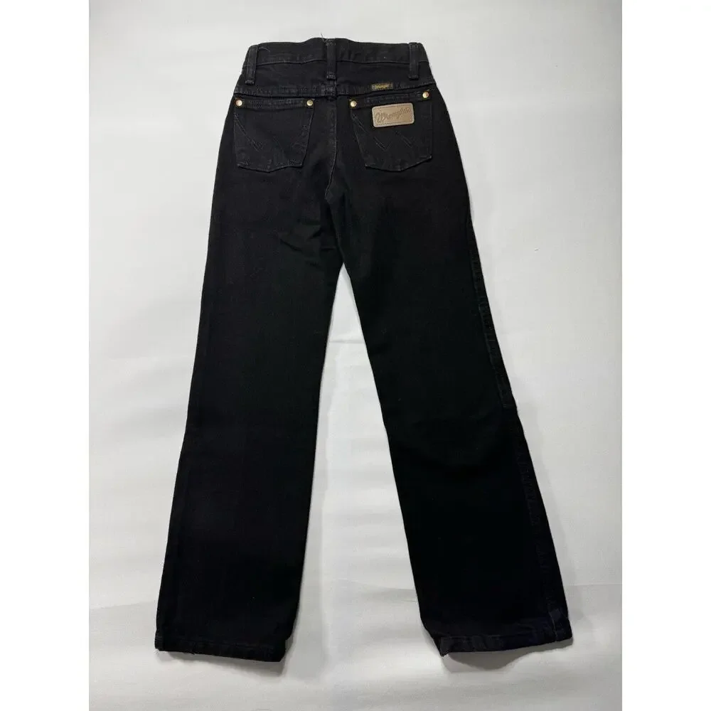 Wrangler Youth Boy's Straight Leg Adj Waist‎ Black Denim Jeans Size 10S (22x26)*